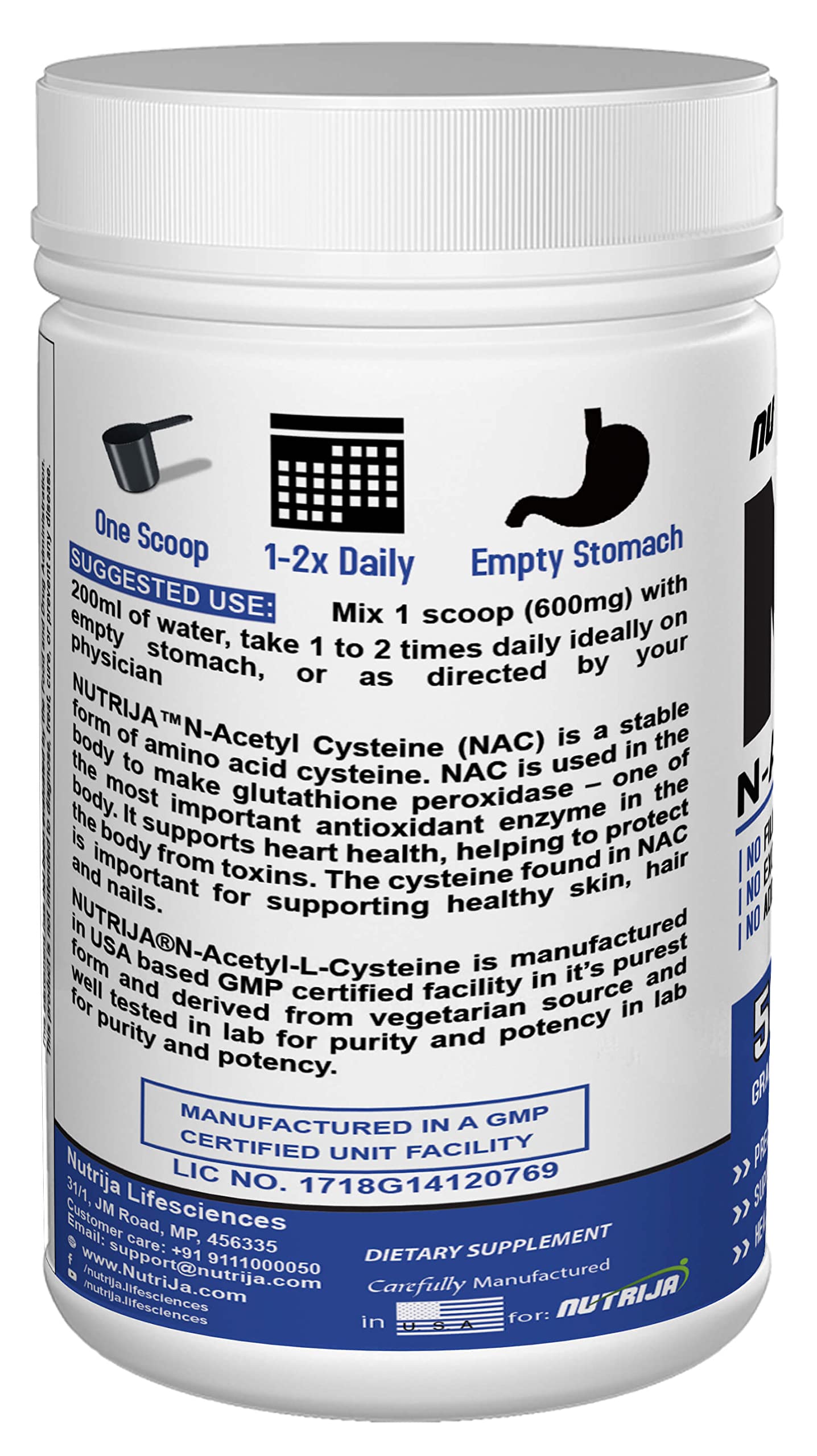 NutriJa NAC (N-Acetyl L-Cysteine) Powder | Liver & Antioxidant Support (50 Grams)