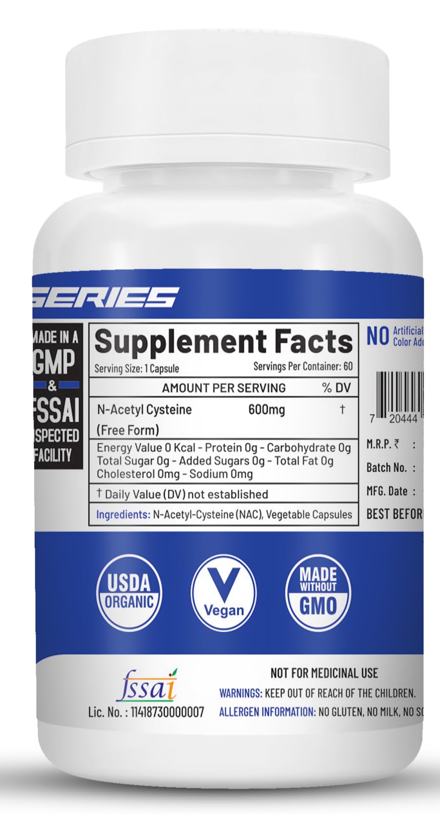NutriJa NAC 600 mg - 60 Capsules | N-Acetyl Cysteine Supplement