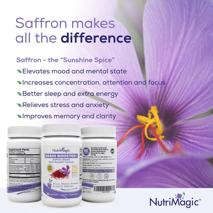 NutriMagic Brain Booster+ Kids Saffron Gummies – 30mg Saffron, D3, B6, B12, Zinc | Focus & Memory