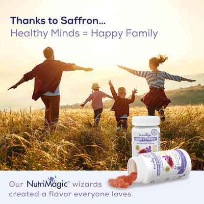 NutriMagic Brain Booster+ Kids Saffron Gummies – 30mg Saffron, D3, B6, B12, Zinc | Focus & Memory