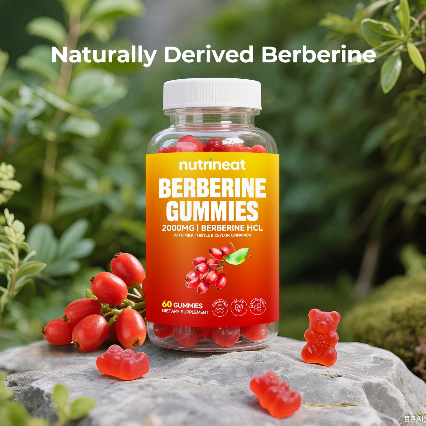 NutriNeat Berberine Gummies - 60 Count, 2000mg Berberine + Cinnamon & Milk Thistle