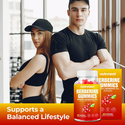 NutriNeat Berberine Gummies - 60 Count, 2000mg Berberine + Cinnamon & Milk Thistle