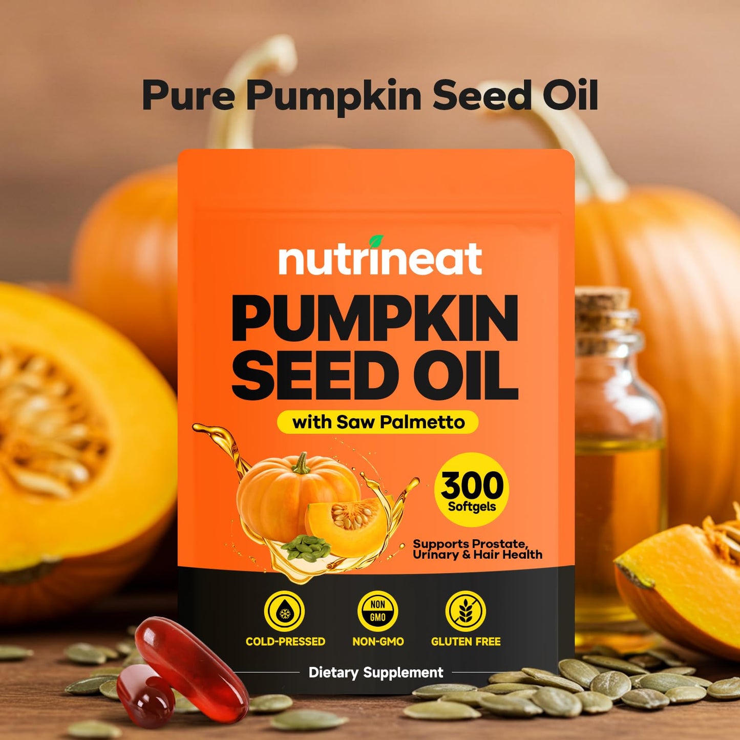 NutriNeat Pumpkin Seed Oil with Saw Palmetto – 300 Softgels