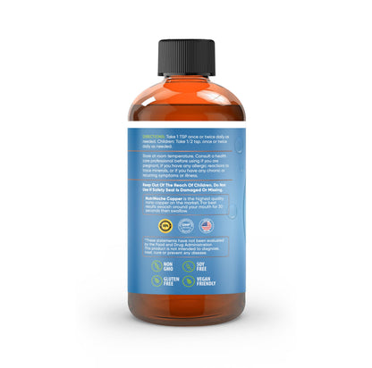 NutriNoche Liquid Colloidal Copper Supplement | 99.99% Ultra Pure Crystalline Nano Copper | 30 ppm