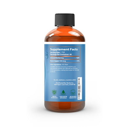NutriNoche Liquid Colloidal Copper Supplement | 99.99% Ultra Pure Crystalline Nano Copper | 30 ppm