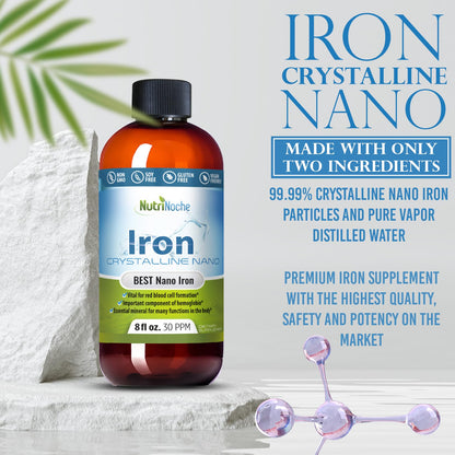 Nutrinoche Liquid Iron Supplement - High Potency Sublingual Drops (8 oz) - Vegan, Tasteless - For Women, Men & Kids