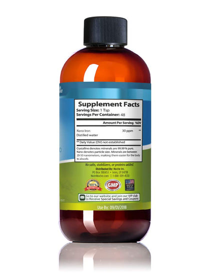 Nutrinoche Liquid Iron Supplement - High Potency Sublingual Drops (8 oz) - Vegan, Tasteless - For Women, Men & Kids