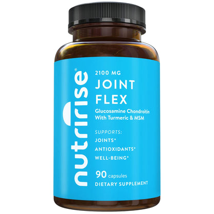 NutriRise Joint Flex 2100mg Glucosamine Chondroitin Turmeric Curcumin - Gluten Free