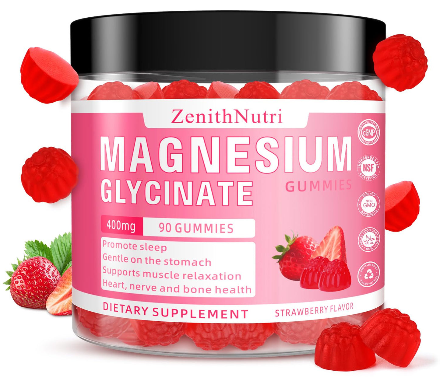 Magnesium Glycinate Gummies 400 mg with Ashwagandha – Sleep & Calm – 90 Count
