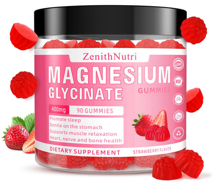 Magnesium Glycinate Gummies 400 mg with Ashwagandha – Sleep & Calm – 90 Count