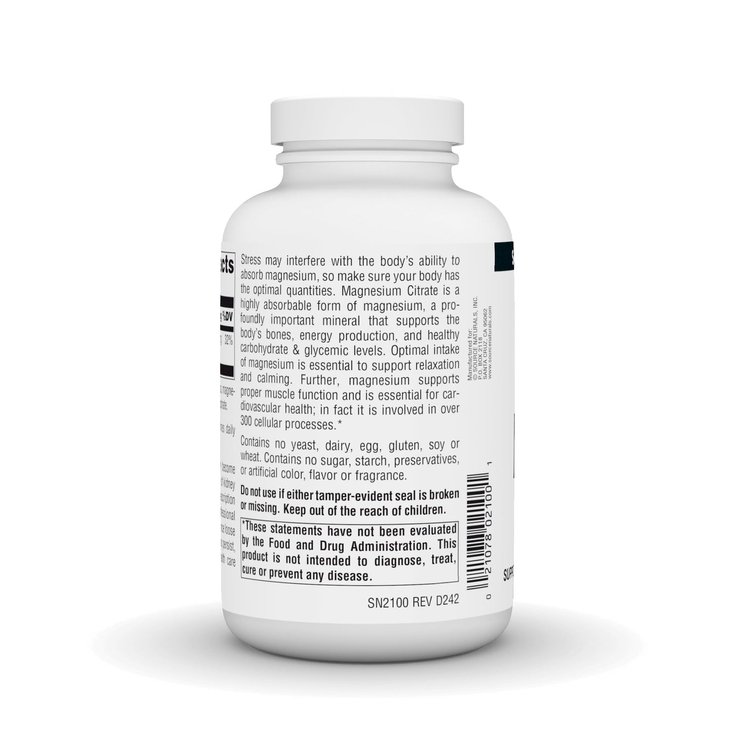 Source Naturals Magnesium Citrate 133 mg – 180 Capsules | Supports Bone & Heart Health