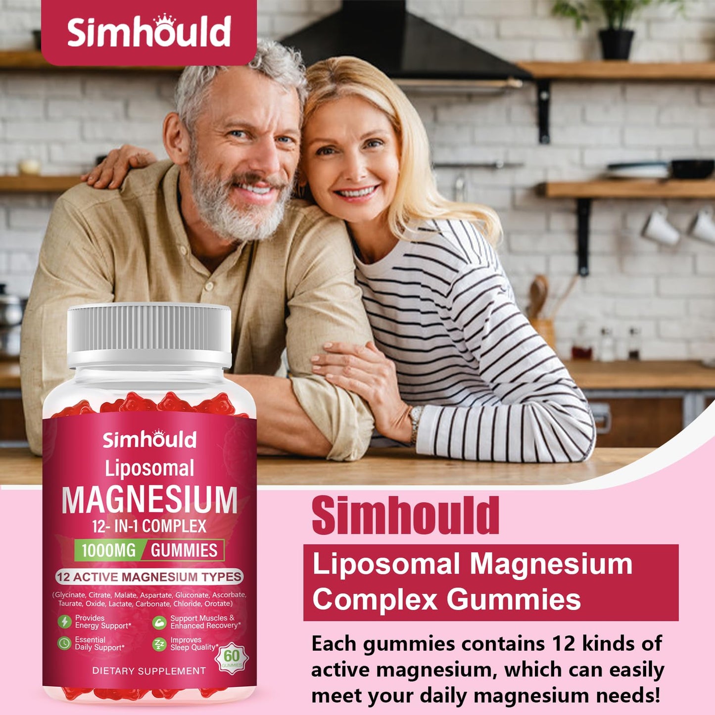 Liposomal Magnesium Complex Gummies 120 Ct – 12 Magnesium Forms + D3, B6, C, Ashwagandha & CoQ10