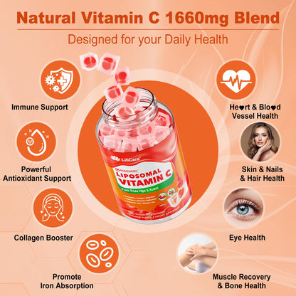 Liposomal Vitamin C Gummies 1000mg for Adults & Kids 9+ | Immune Support