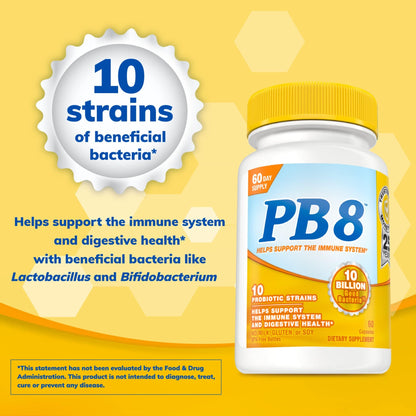 Nutrition Now PB 8 Probiotic – Immune System & Digestive Support, 60 Count