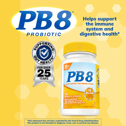 Nutrition Now PB 8 Probiotic – Immune System & Digestive Support, 60 Count
