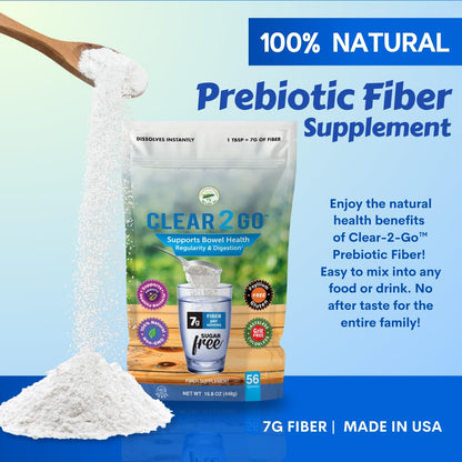 Nutritional Designs Clear 2 Go Prebiotic Fiber Powder - Inulin, Gluten Free, 15.8 oz