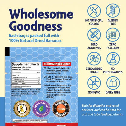 Nutritional Designs Nana Flakes with Inulin – 100% Banana, Prebiotic Fiber, Digestive Wellness