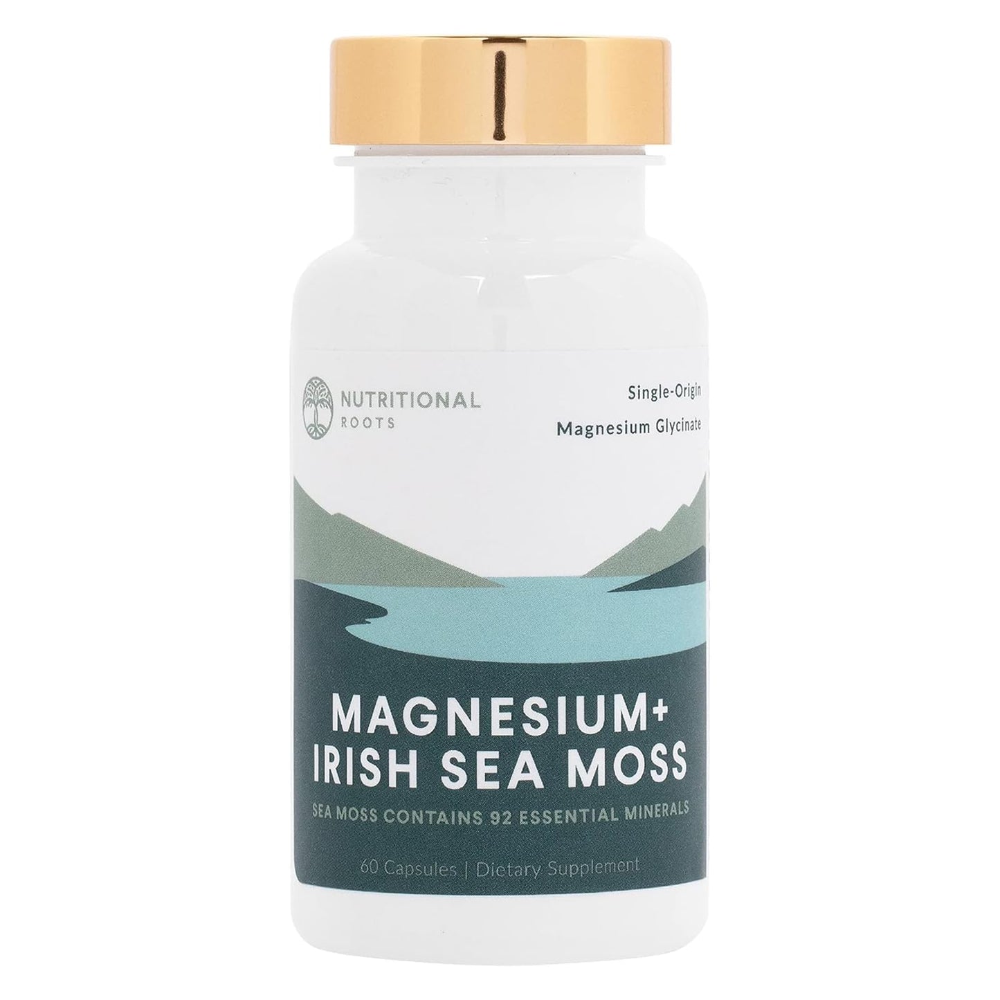 Nutritional Roots Magnesium + Irish Sea Moss | 350 mg Magnesium Glycinate, 60 Capsules
