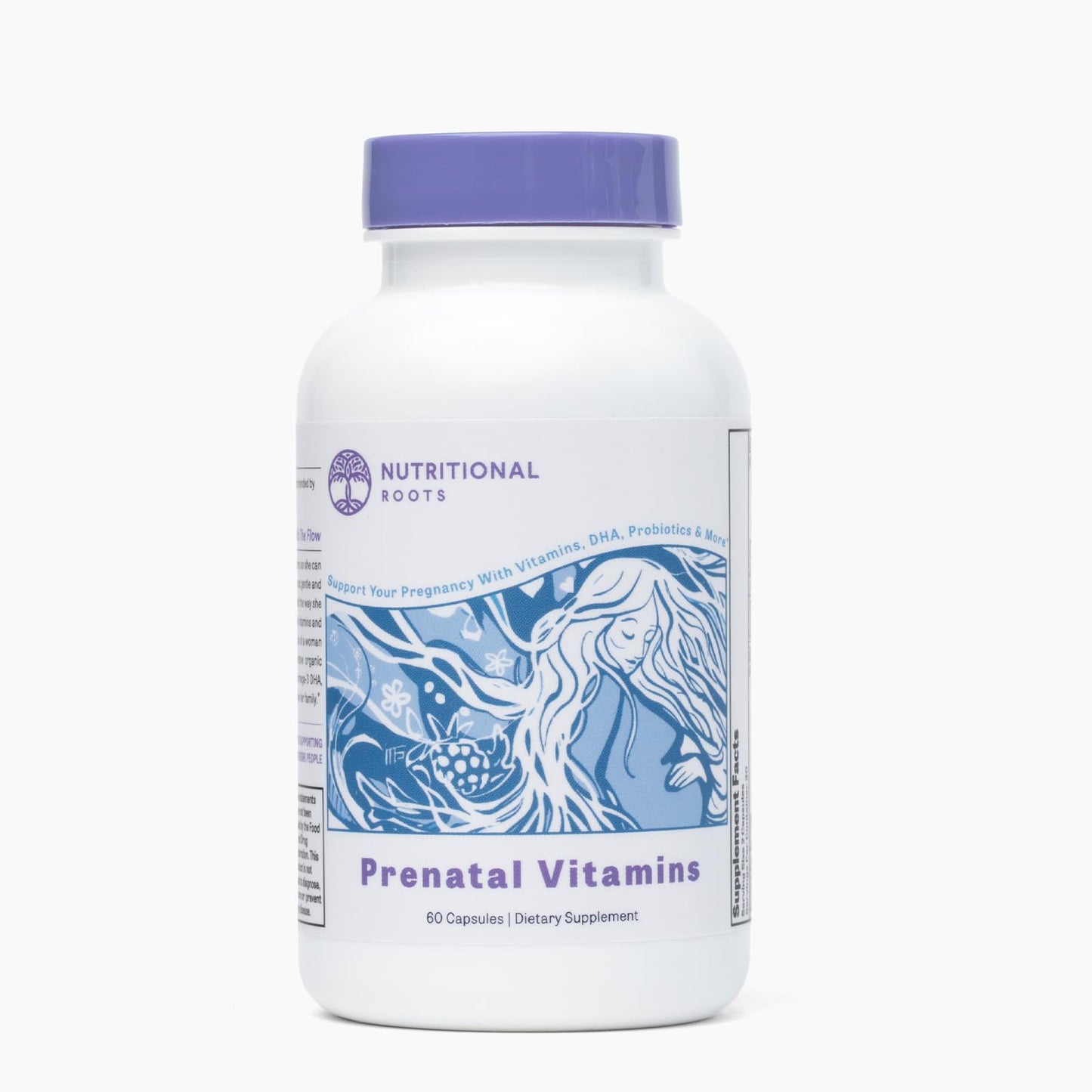 Nutritional Roots Prenatal Vitamins with DHA – Whole-Food, Probiotics, Regenerative Organic | 30 Servings