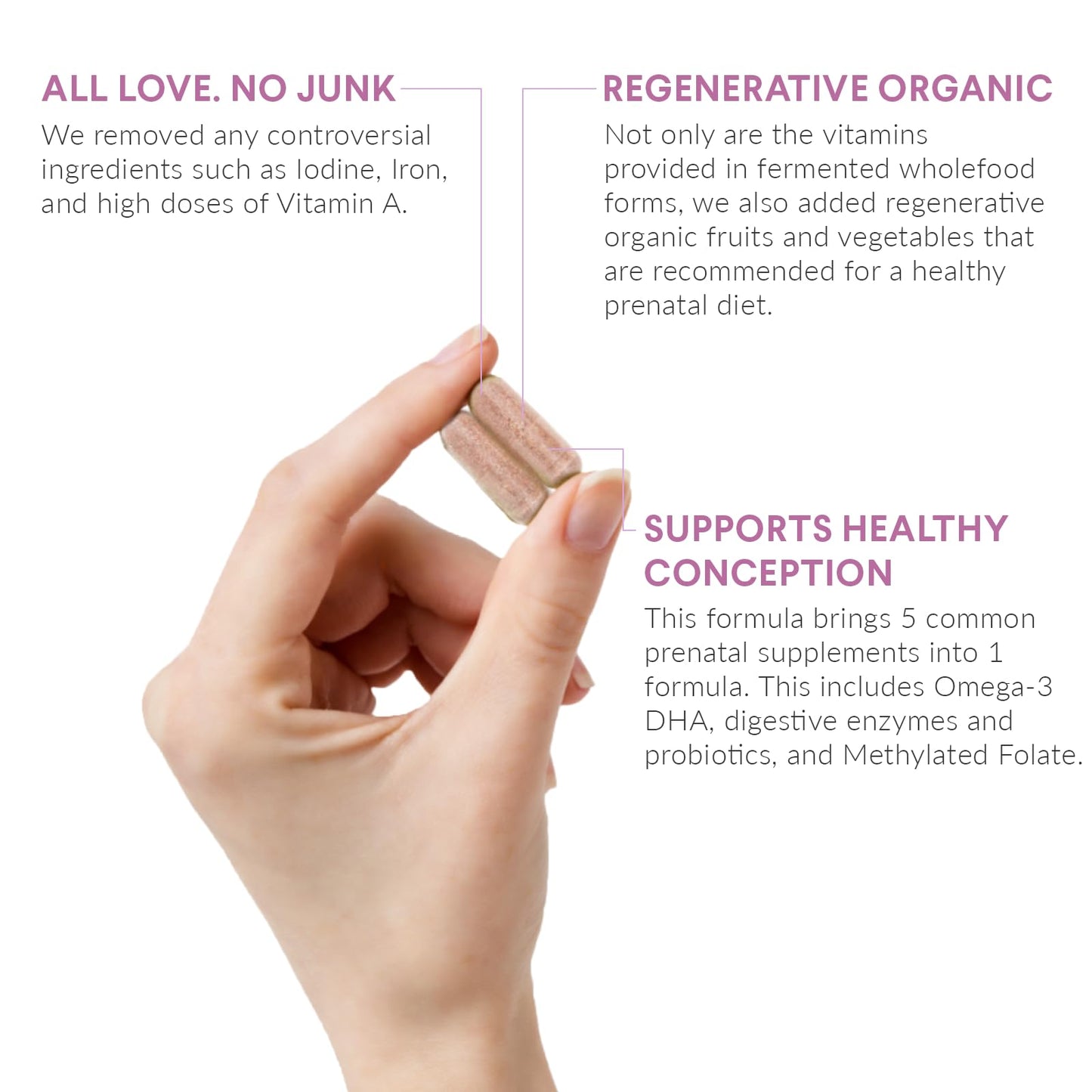 Nutritional Roots Prenatal Vitamins with DHA – Whole-Food, Probiotics, Regenerative Organic | 30 Servings