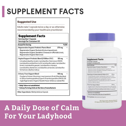 Nutritional Roots Women's Probiotics | Vaginal & Gut Health | Organic Prebiotics & Cranberry | 60 Servings