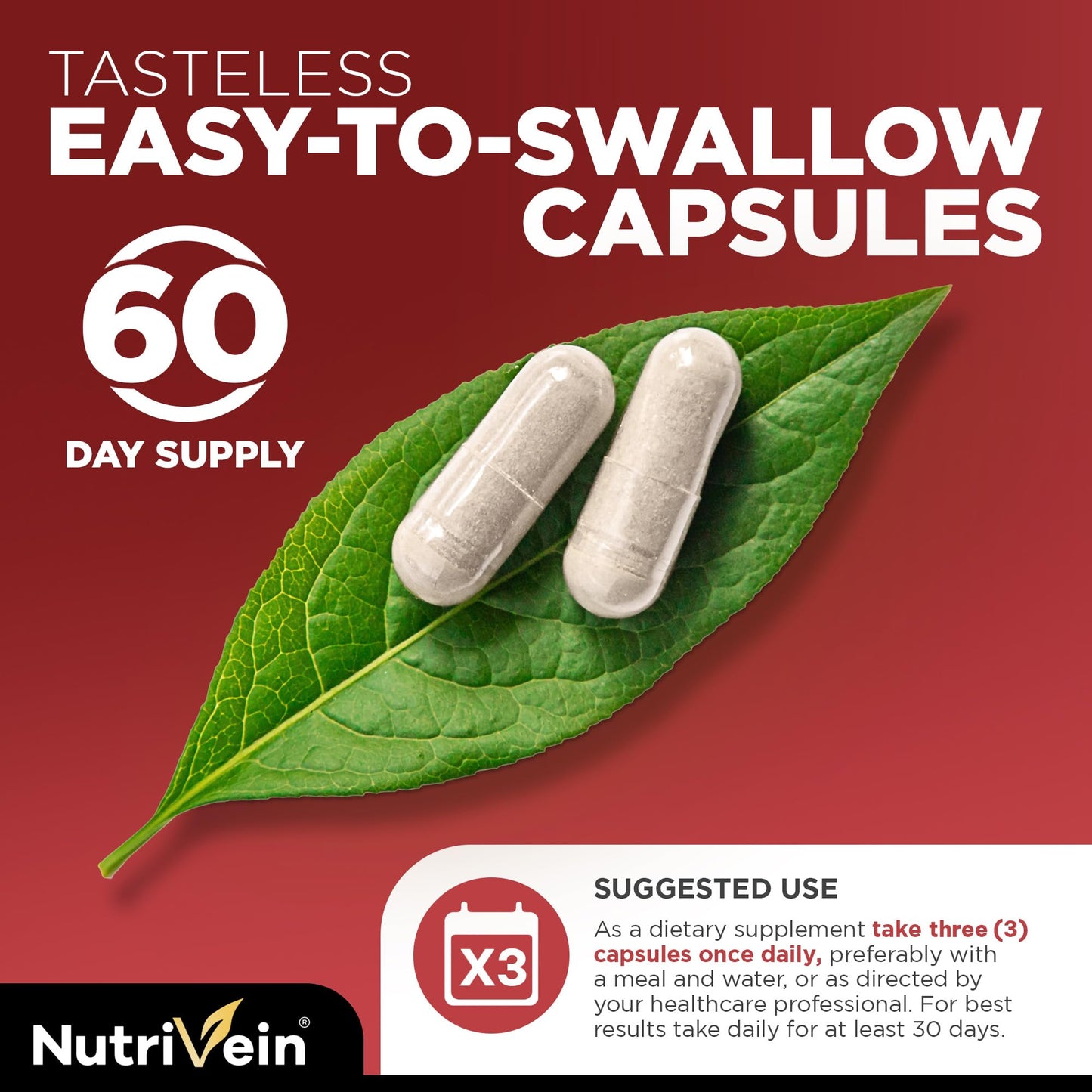 Nutrivein Korean Red Panax Ginseng 1600mg – Extra Strength Formula | 180 Capsules – Boost Energy, Focus & Immune Support