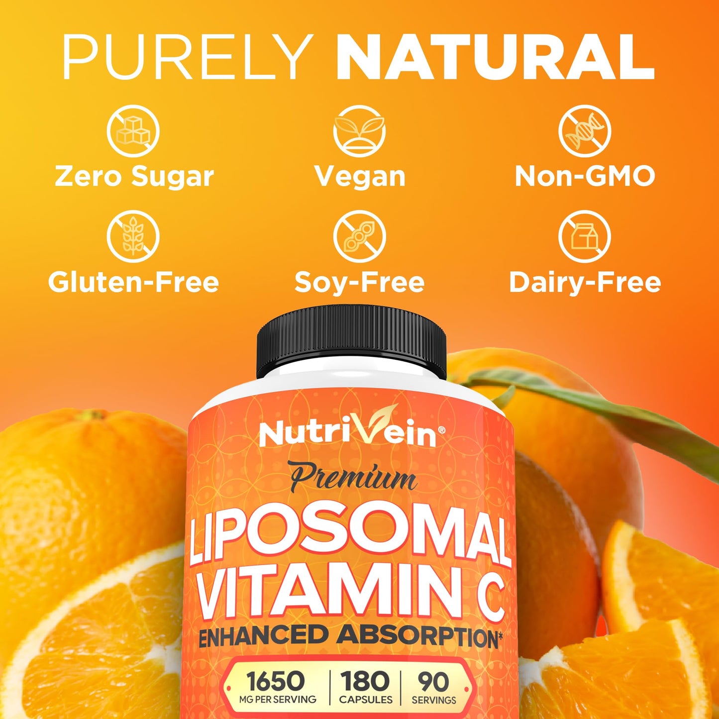 Nutrivein Liposomal Vitamin C 1650mg - 180 Caps | High-Absorption Vitamin C