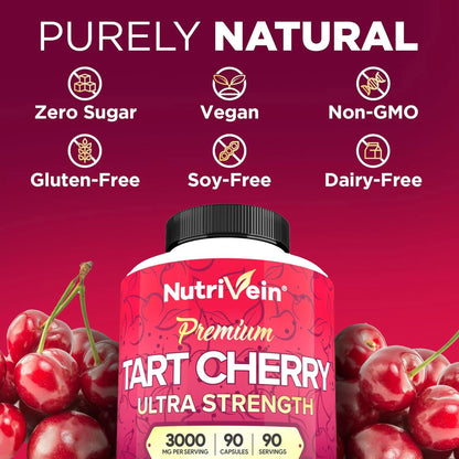 Nutrivein Tart Cherry Capsules 3000mg | Post-Workout Recovery, Sleep & Mobility