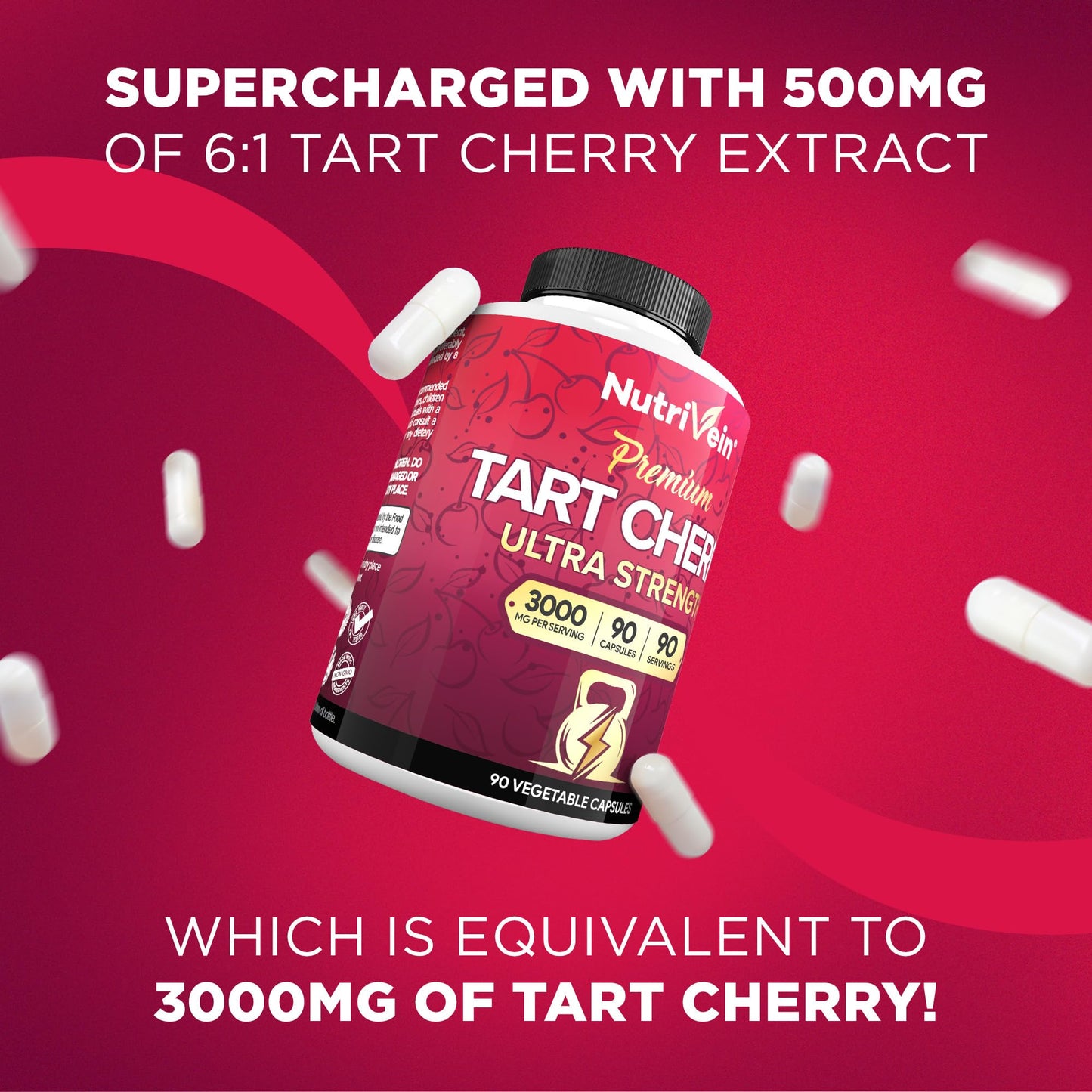 Nutrivein Tart Cherry Capsules 3000mg | Post-Workout Recovery, Sleep & Mobility