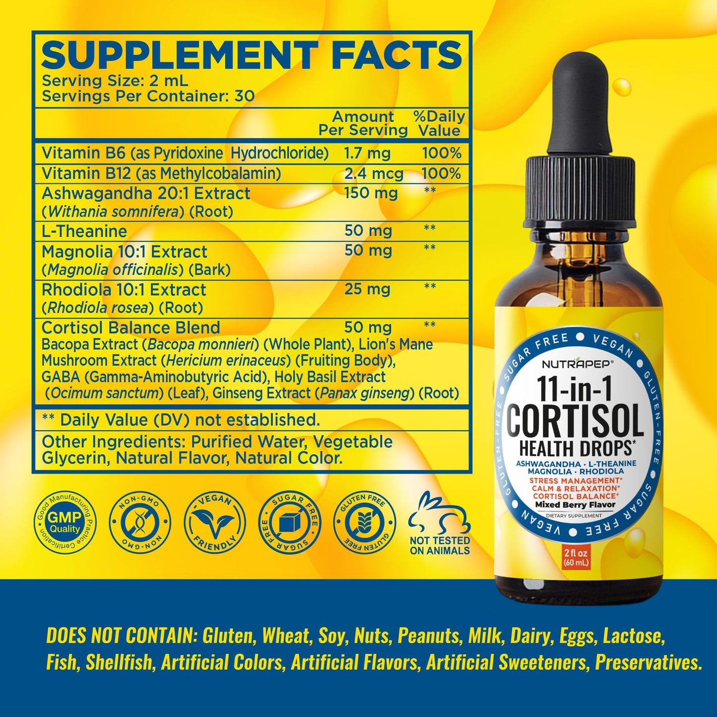 NutraPep Cortisol Detox Liquid Drops – Cortisol Reducer for Stress, Sleep & Mood