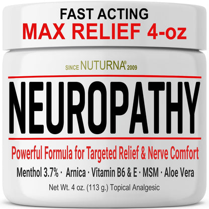 Nuturna Neuropathy Nerve Relief Cream – Fast-Acting, Paraben-Free, USA Made 4oz