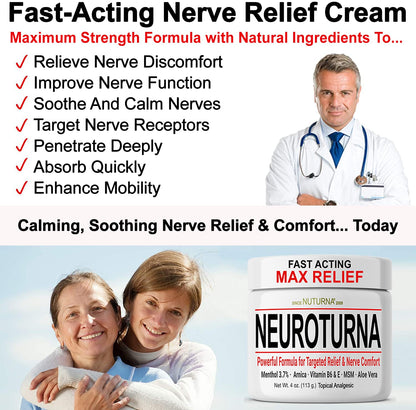 Nuturna Neuropathy Nerve Relief Cream – Fast-Acting, Paraben-Free, USA Made 4oz