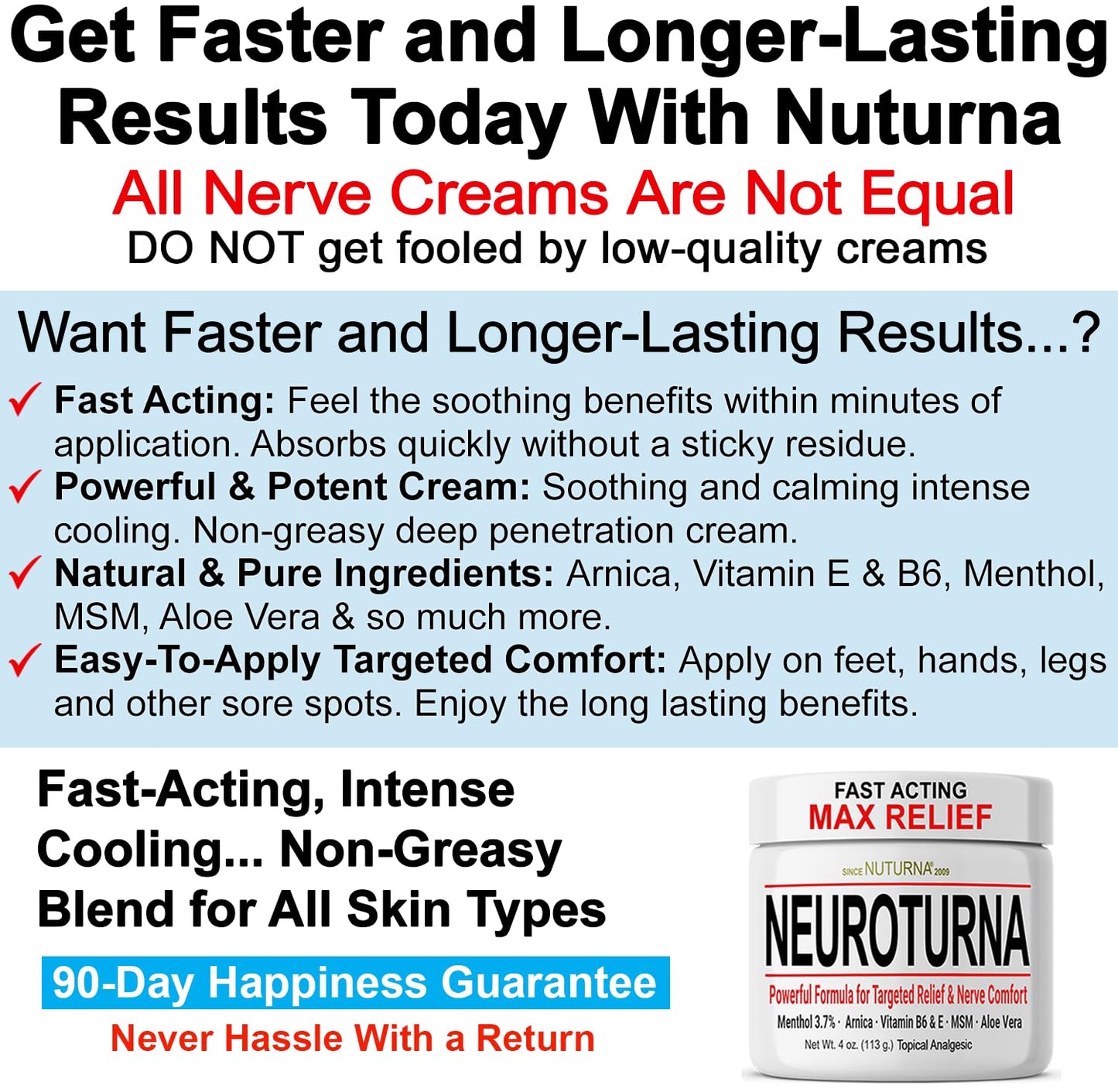 Nuturna Neuropathy Nerve Relief Cream – Fast-Acting, Paraben-Free, USA Made 4oz