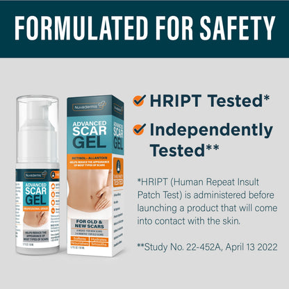 NUVADERMIS Advanced Scar Gel - Retinol & Vitamin E for Surgical Scars | C-Section, Tummy Tuck & Keloid Care
