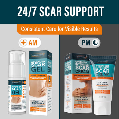NUVADERMIS Advanced Scar Gel - Retinol & Vitamin E for Surgical Scars | C-Section, Tummy Tuck & Keloid Care
