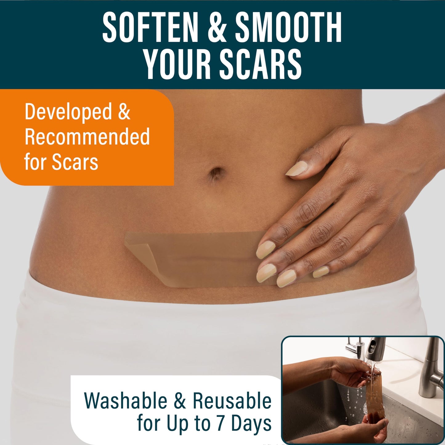 NUVADERMIS Silicone Scar Sheets - Extra Long, Reusable Medical-Grade for C-Section, Tummy Tuck & Surgical Scars