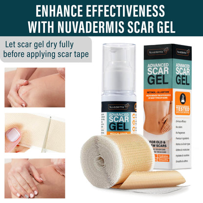 NUVADERMIS Silicone Scar Sheets - 120x1-5 Roll - Medical-Grade Scar Tape for Surgical Scars Wrinkles and Keloids