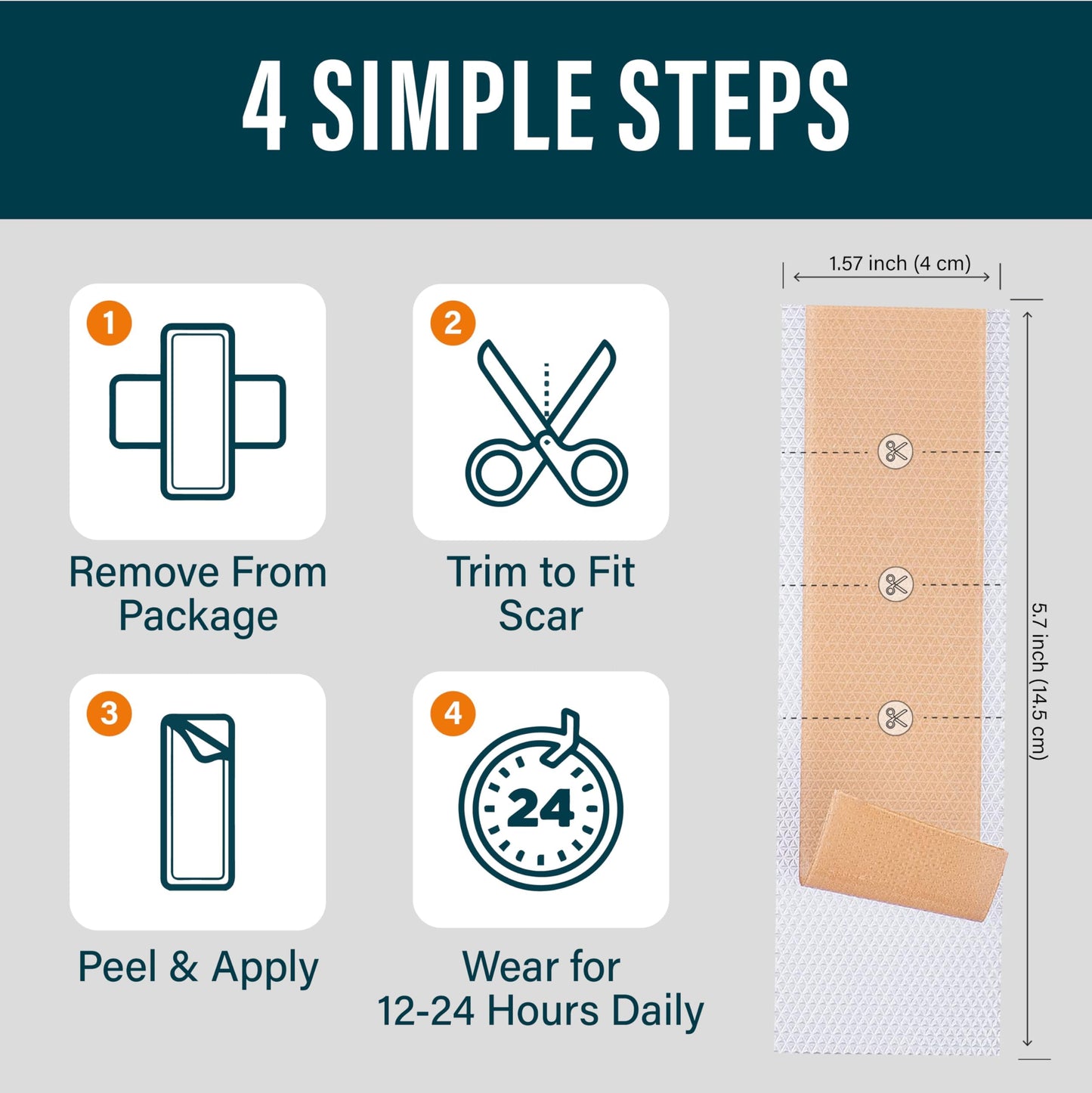 NUVADERMIS Silicone Scar Sheets - Extra Long, Reusable Medical-Grade for C-Section, Tummy Tuck & Surgical Scars