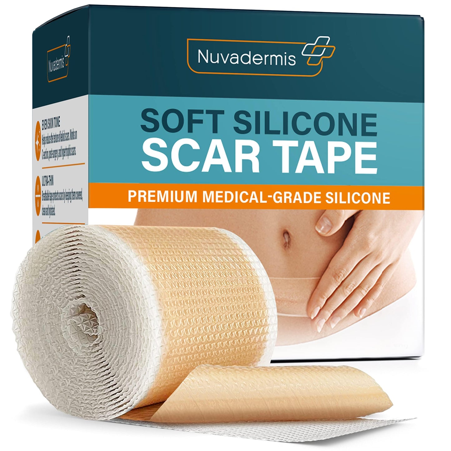NUVADERMIS Silicone Scar Sheets - 120x1-5 Roll - Medical-Grade Scar Tape for Surgical Scars Wrinkles and Keloids
