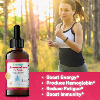 Nuvamin Liquid Iron Drops – 18 mg Elemental Iron, 60 Servings, Orange Flavor