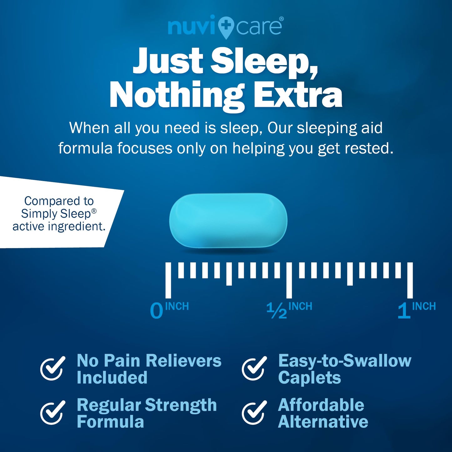 NUVICARE Nighttime Sleep Aid 25 mg Diphenhydramine HCl | Non-Habit Forming OTC Sleep Pills for Adults (200 Caplets)