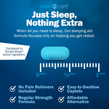 NUVICARE Nighttime Sleep Aid 25 mg Diphenhydramine HCl | Non-Habit Forming OTC Sleep Pills for Adults (200 Caplets)