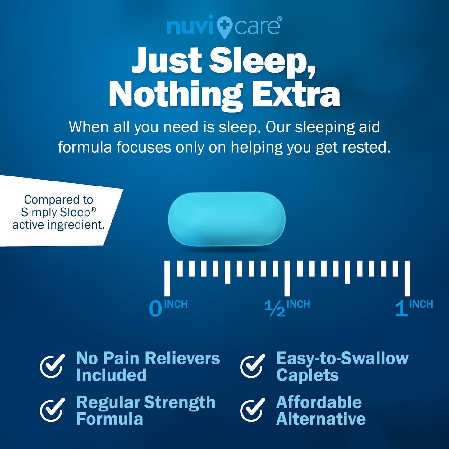 NUVICARE Nighttime Sleep Aid 25 mg Diphenhydramine HCl | Non-Habit Forming OTC Sleep Pills for Adults (200 Caplets)