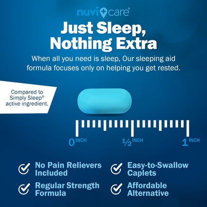 NUVICARE Nighttime Sleep Aid 25 mg Diphenhydramine HCl | Non-Habit Forming OTC Sleep Pills for Adults (200 Caplets)