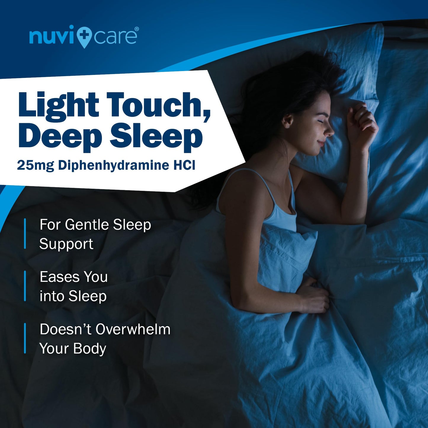 NUVICARE Nighttime Sleep Aid 25 mg Diphenhydramine HCl | Non-Habit Forming OTC Sleep Pills for Adults (200 Caplets)