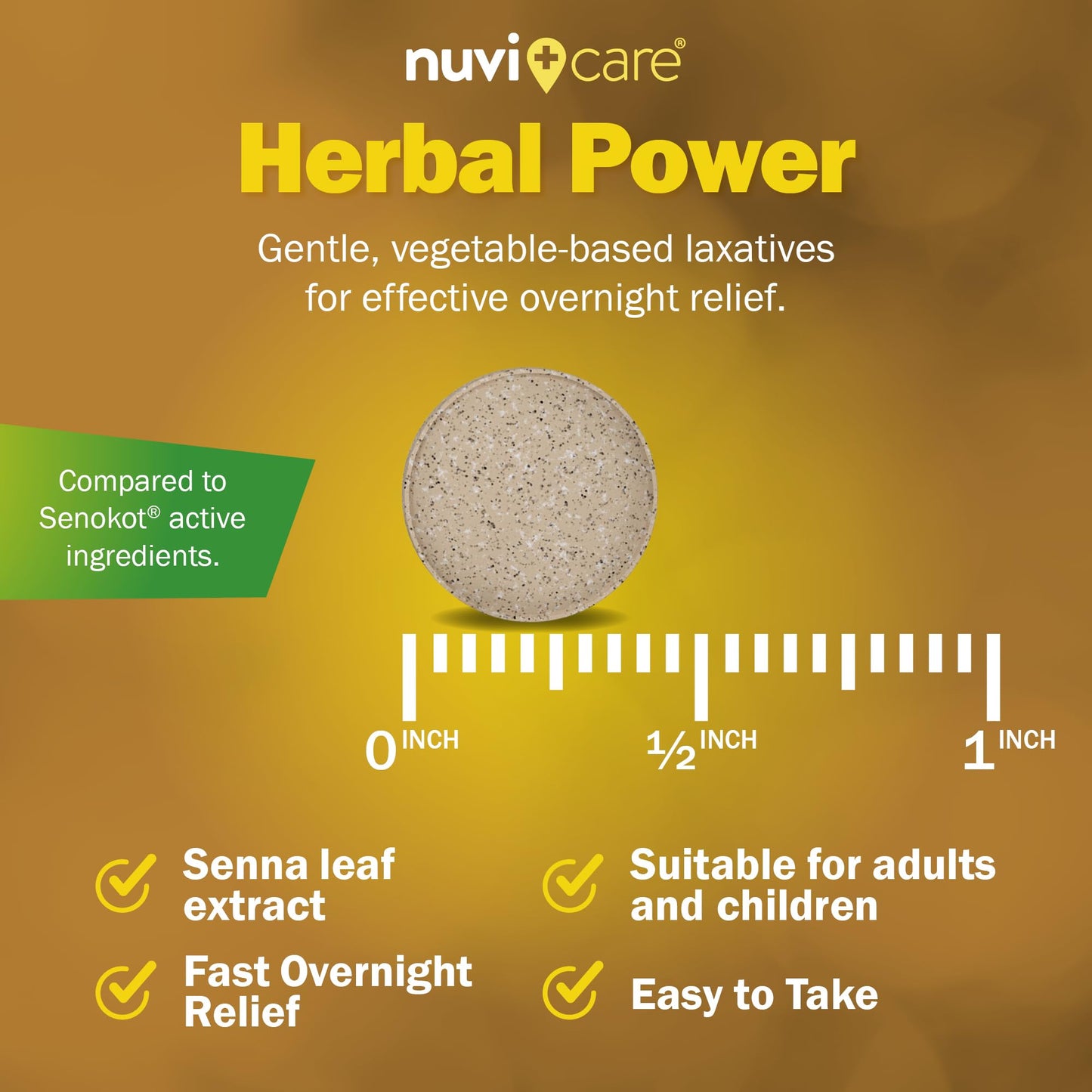 NUVICARE Senna Tablets - 8.6 mg Sennosides - Gentle Natural Laxative (2 Pack)