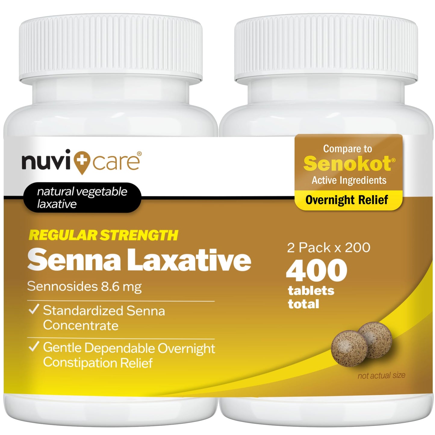 NUVICARE Senna Tablets - 8.6 mg Sennosides - Gentle Natural Laxative (2 Pack)
