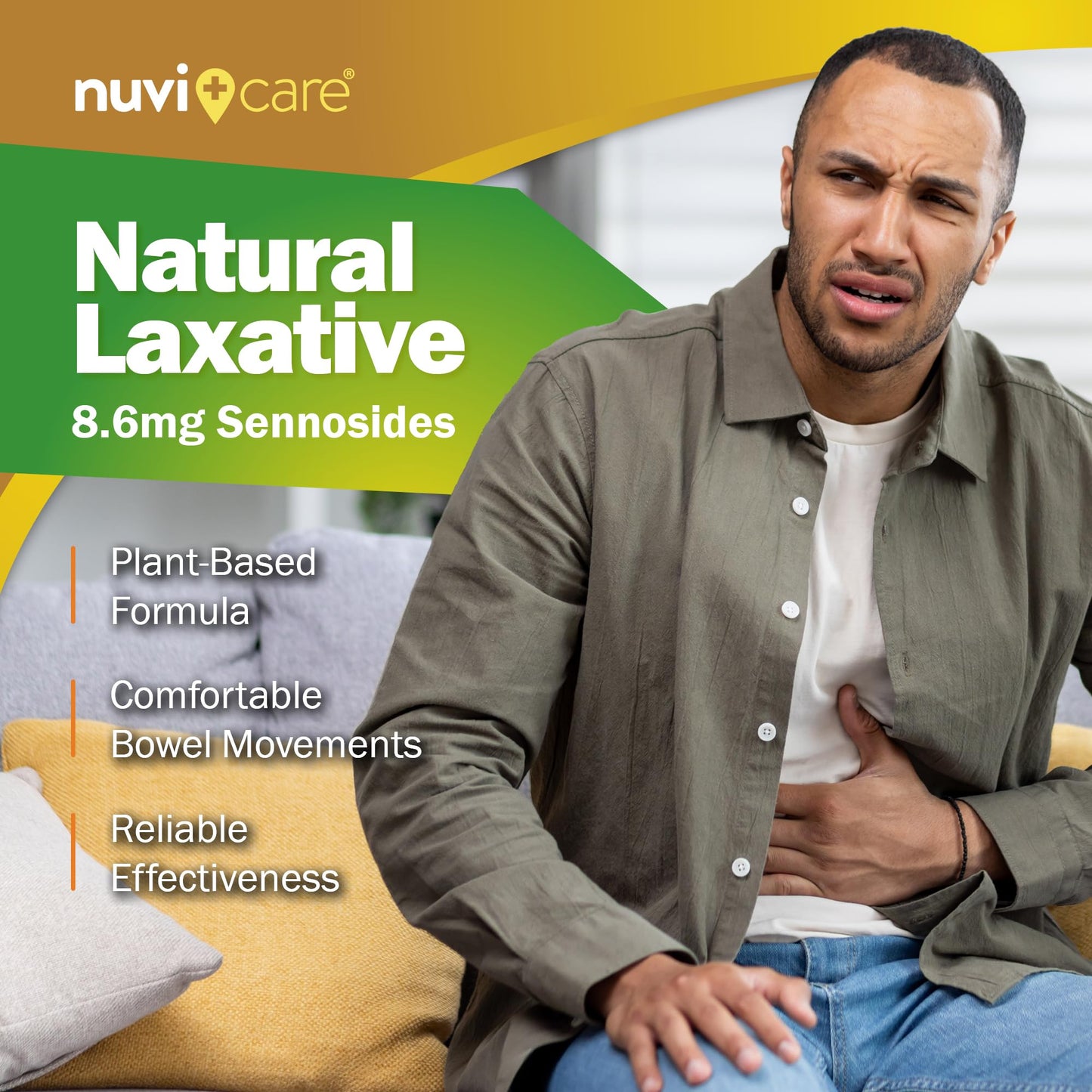 NUVICARE Senna Laxative Tablets 8.6 mg – Gentle Natural Relief for Occasional Constipation (200 Count)