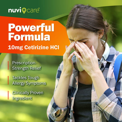 NUVICARE 24-Hour Allergy Medicine 10mg Cetirizine – Compare to Zyrtec (2 Pack)