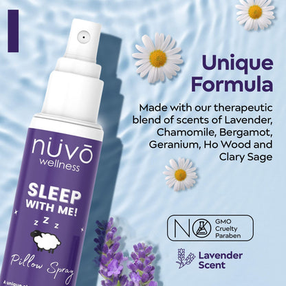 NUVO WELLNESS ESSENTIALS Premium Pillow Spray – Lavender & Chamomile Sleep Mist